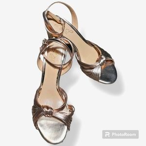 Jewel Badgley Mischka Christen Block Heel Rose Gold Sandal Size 6.5
